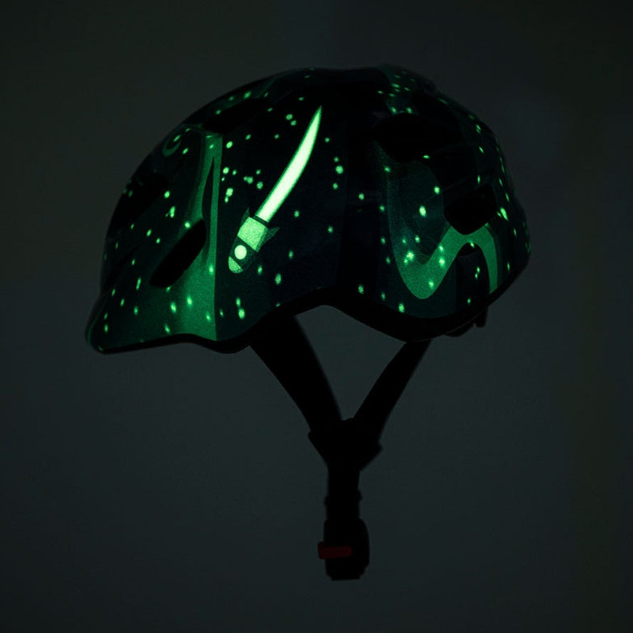 Casque vélo enfant Hourra MET motif pirate lumineux, compatible siège vélo enfant pour sécurité et visibilité