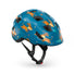 Casque vélo enfant Hourra MET bleu avec motifs chiens, conçu pour siège vélo enfant, sécurité et confort garantis