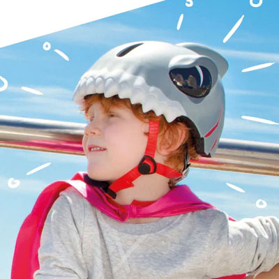 fahrradhelm hai Crazy Safety Helm Haifisch rosa und grau für Kinder ab 2 Jahren