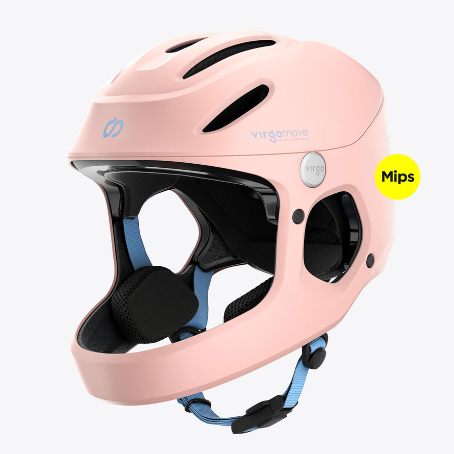 vue arrière du casque vélo enfant Virgo Kid Integral rose avec protection complète et système MIPS.