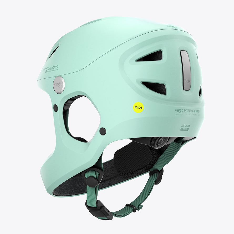 casque vélo enfant Virgo Kid Integral vert avec MIPS, vue arrière pour plus de sécurité et confort.