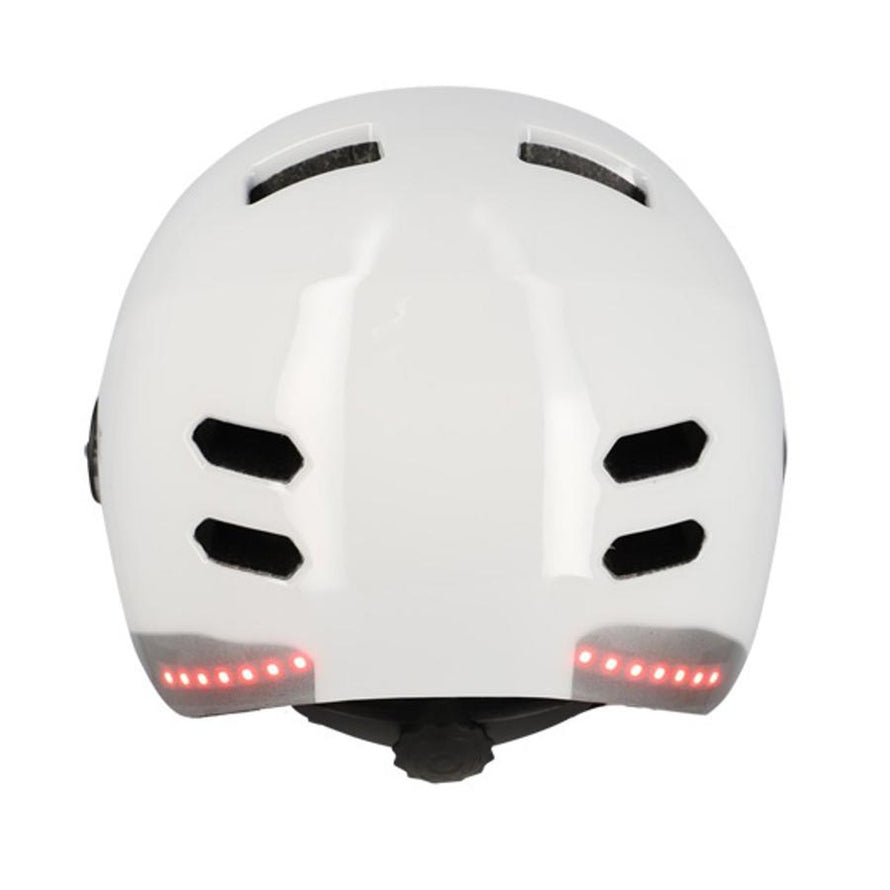 Casque vélo Optimiz à visière avec clignotants LED rouges intégrés pour une sécurité accrue en circulation urbaine