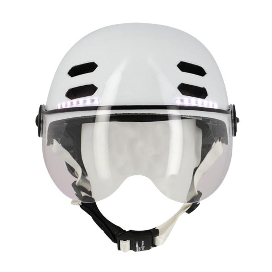 Casque vélo Optimiz à visière avec clignotants LED intégrés pour une visibilité et sécurité renforcées en milieu urbain