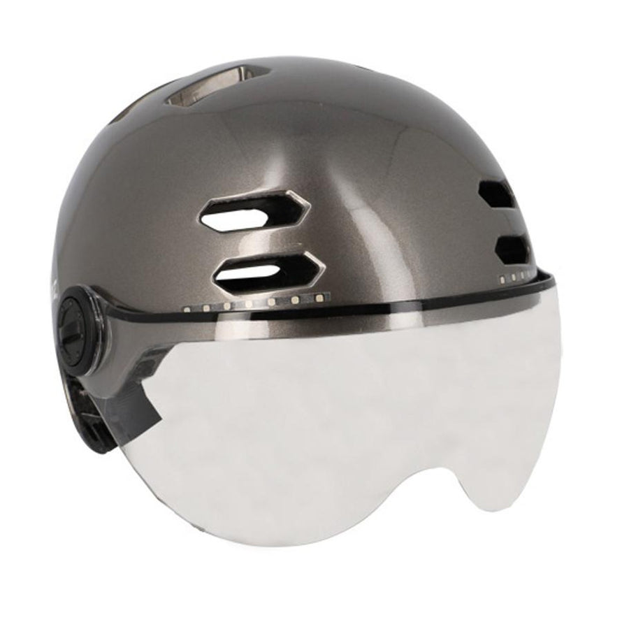 Casque vélo Optimiz à visière avec clignotants LED intégrés pour une protection et visibilité accrues en ville
