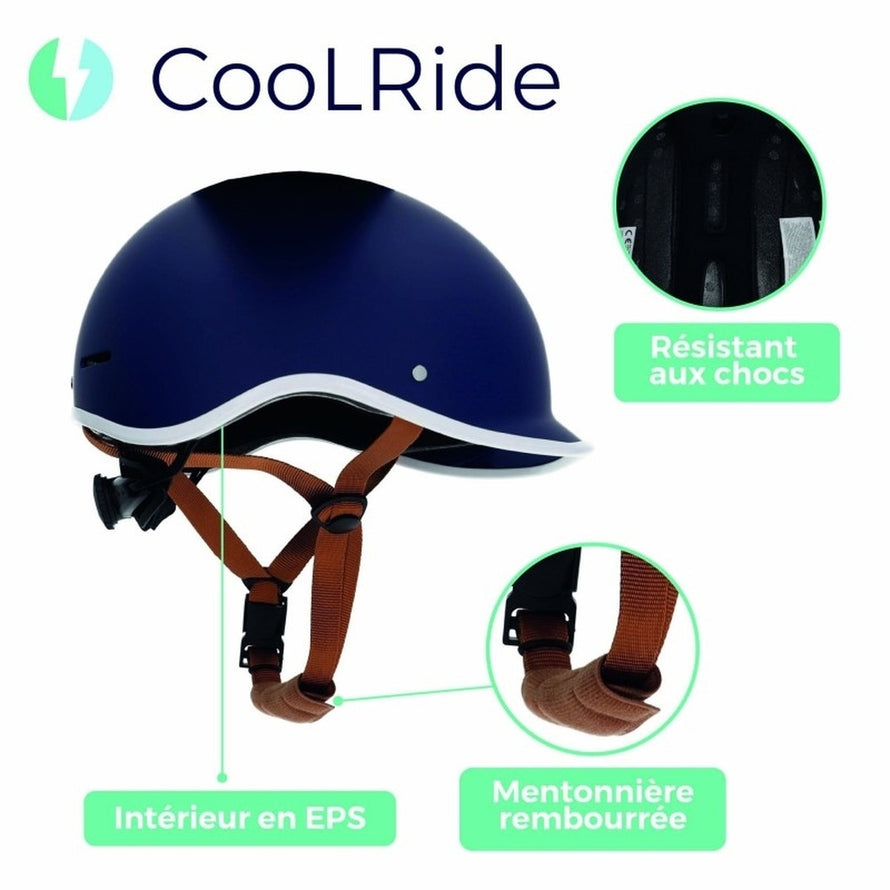 Fietshelm Coolride Headlock marineblauw met vizier en gevoerde kinband voor comfort en veiligheid