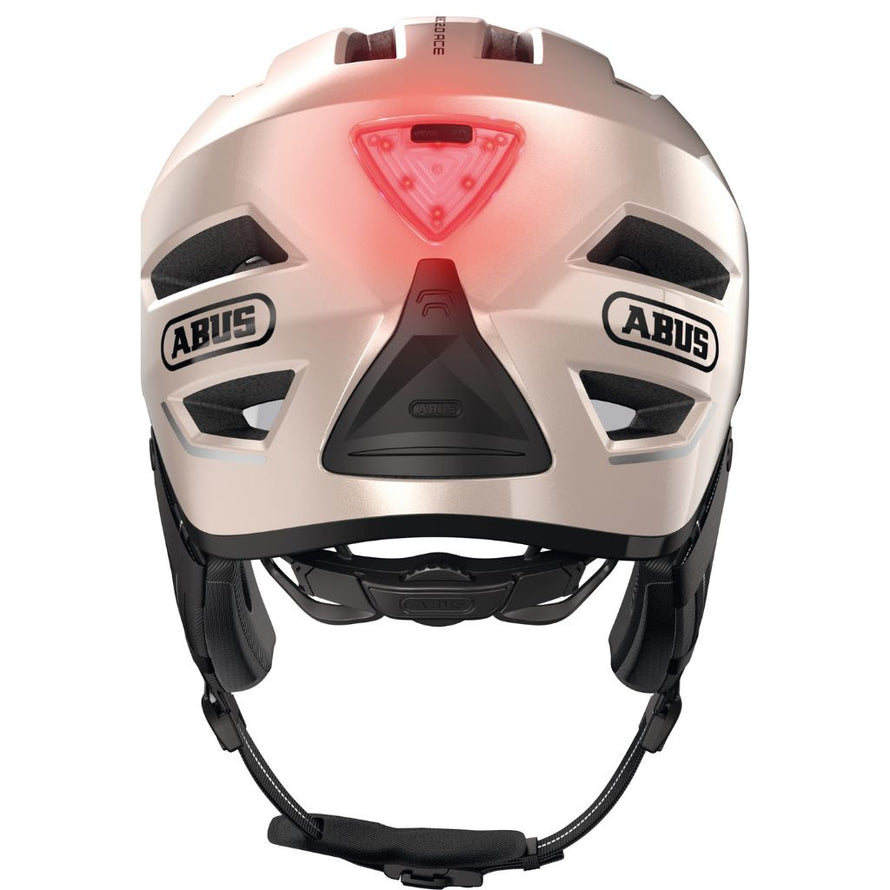 Casque vélo urbain Abus Pedelec 2.0 Ace champagne avec feu arrière LED activé