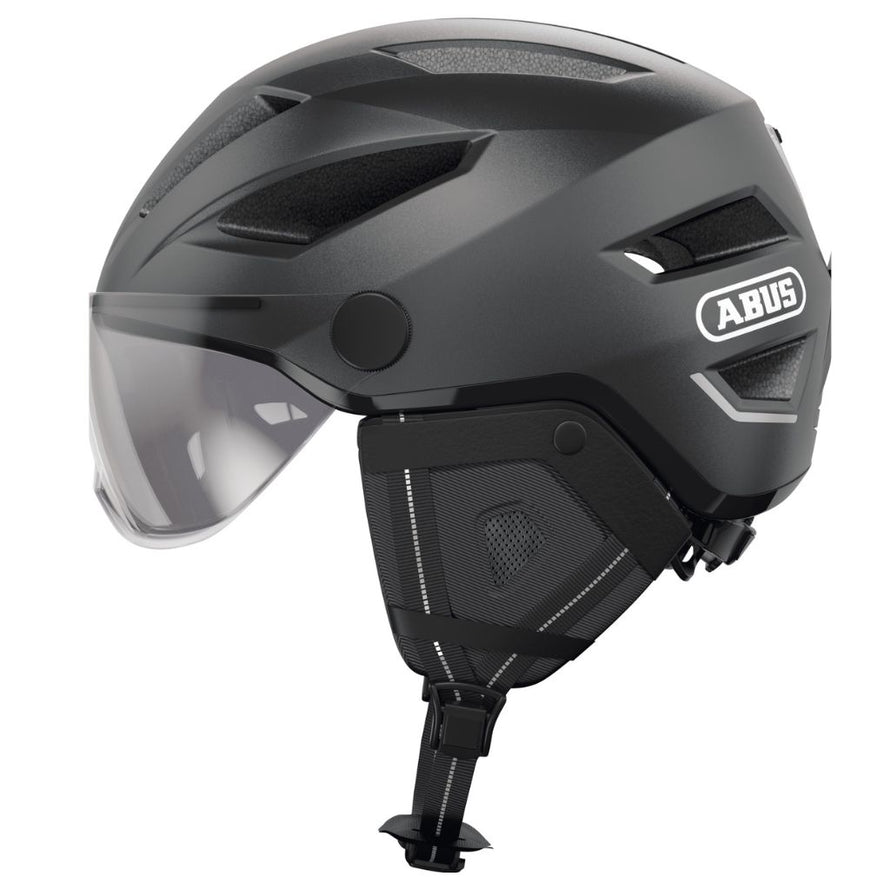abus pedelec 2.0 e-bike helm ABUS Pedelec 2.0 Ace Grauer Helm mit Rücklicht für Citybike