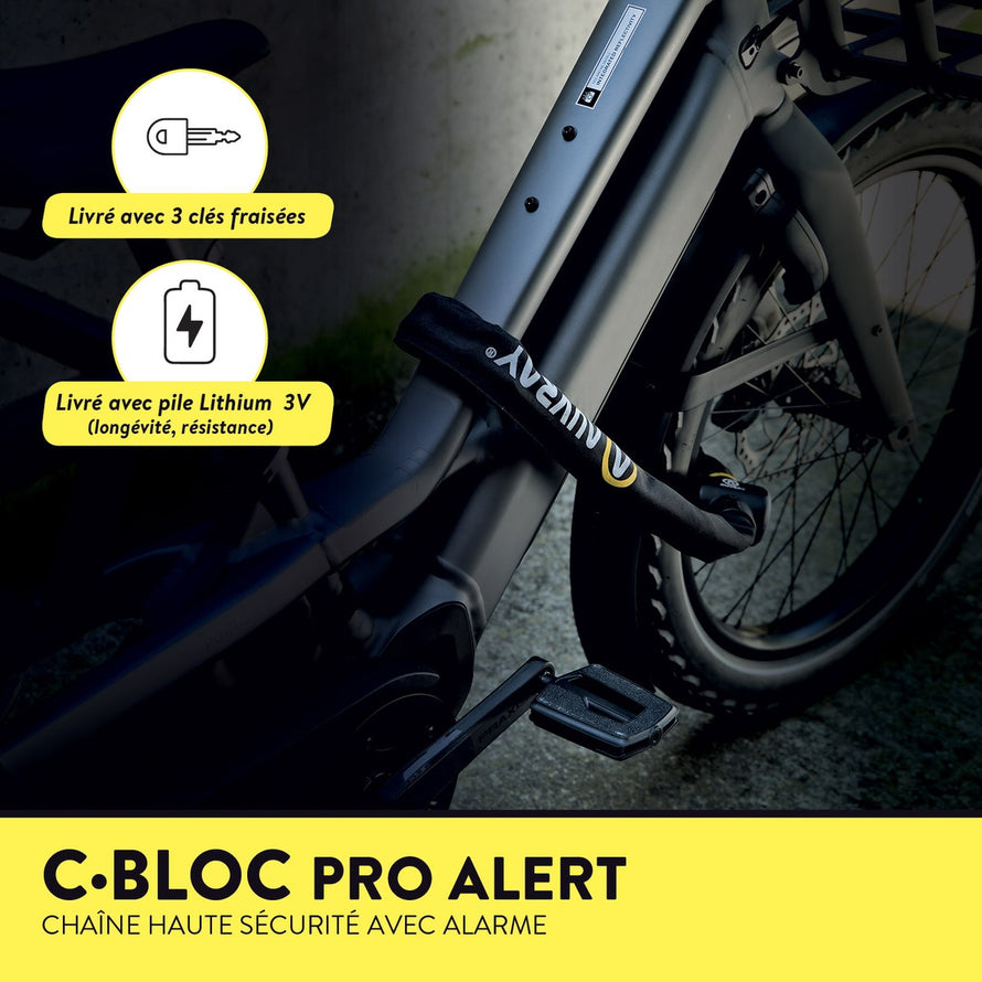 Antivolsleutel Auvray C-Bloc Pro Alert 100 cm met alarm van 120 dB en 3V lithiumbatterij voor lange duur