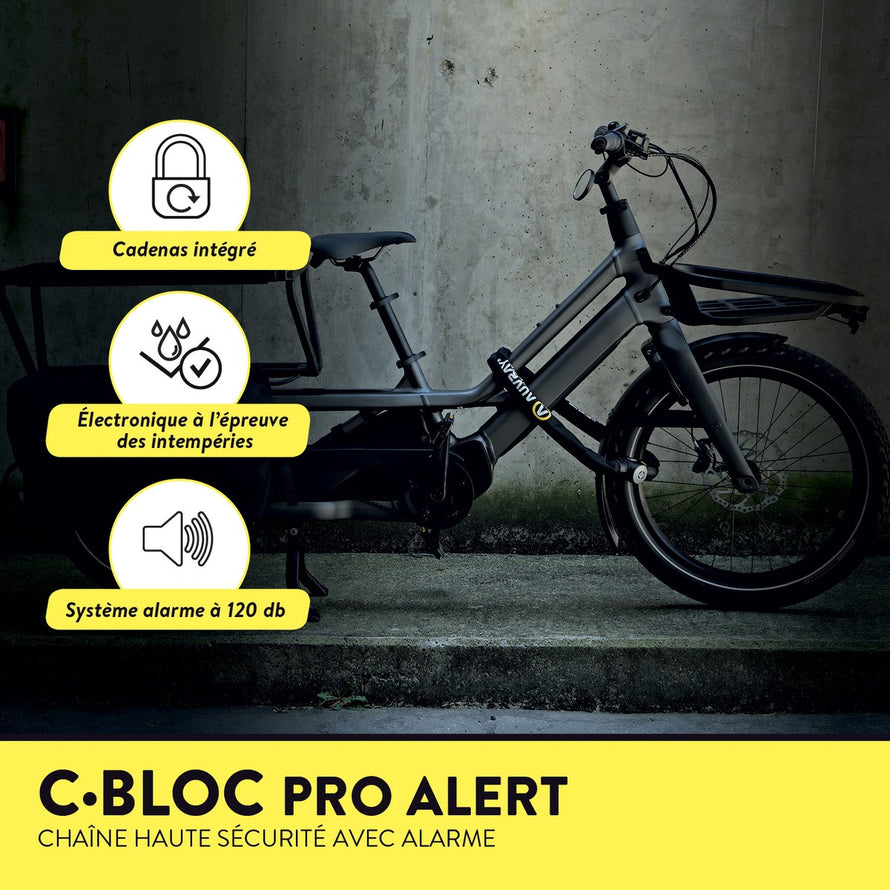 Auvray C-Bloc Pro Alert 100 cm ketting met een diameter van 10 mm, met ingebouwde alarm van 120 dB en weerbestendige elektronica