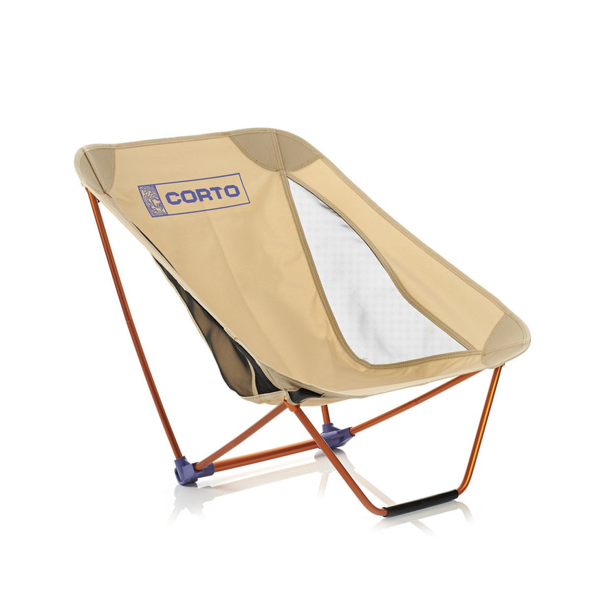 Chaise pliable ultra legere Corto beige avec structure metallique orange pour camping et loisirs