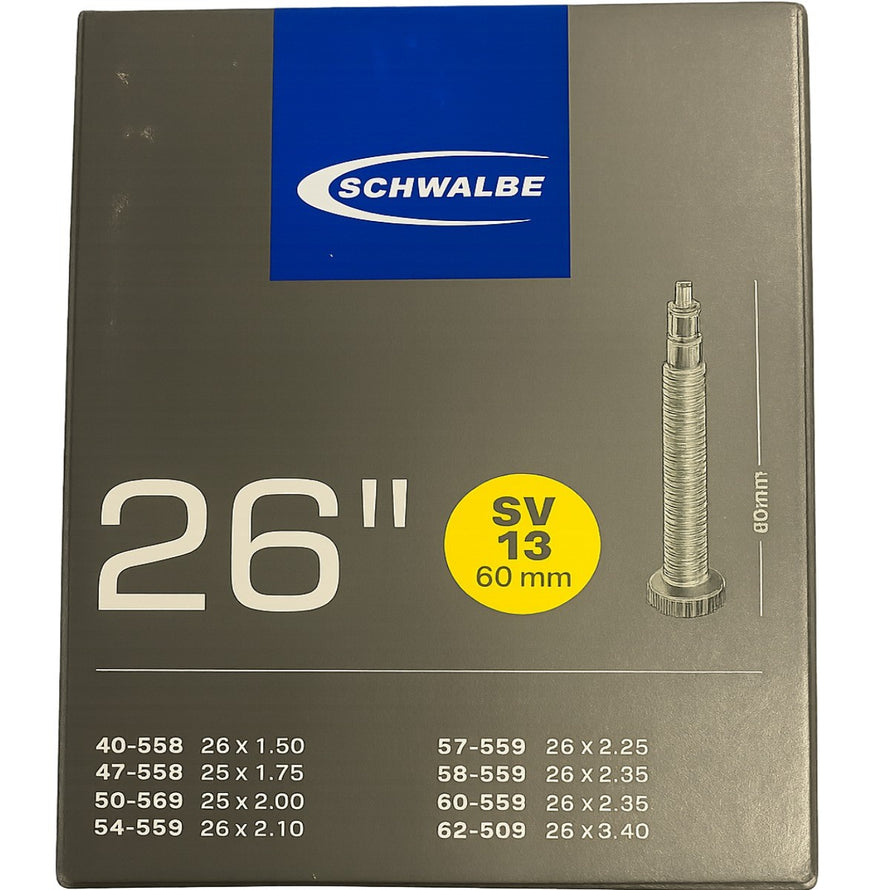 Chambre a air Schwalbe 26 pouces avec valve SV13 60 mm pour pneus de velo 26 pouces