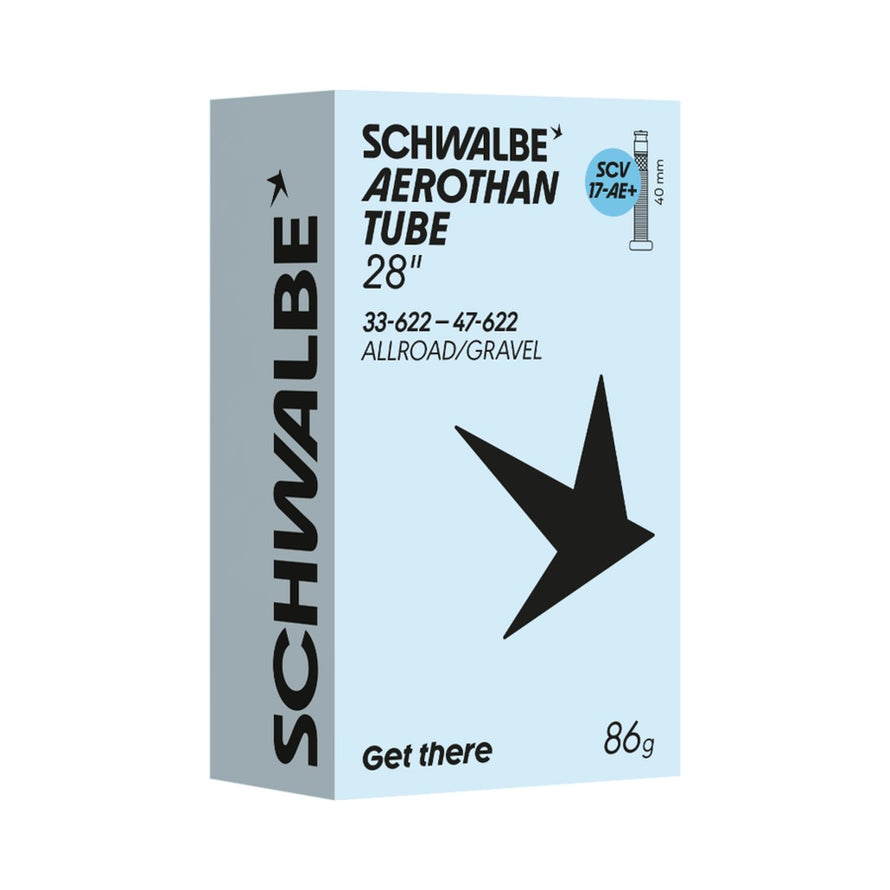 Chambre a air Schwalbe Aerothan 700 gravel ultra legere 86g avec valve Presta 40mm pour velo gravel performant