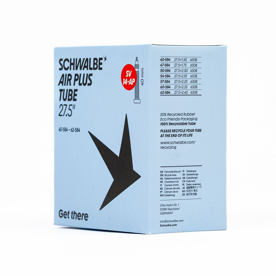 Chambre a air Schwalbe Air Plus 27.5 pouces avec valve Presta 40 mm pour velo robuste et anti-crevaison