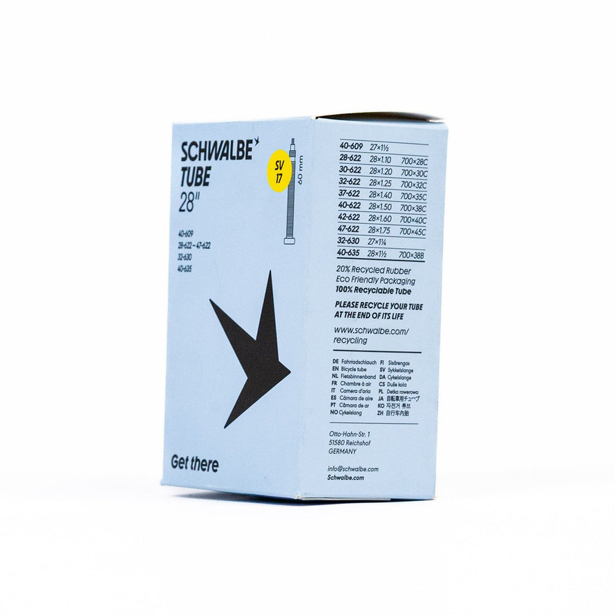 Chambre a air velo Schwalbe 700 28 29 pouces avec emballage detail technique et eco responsable