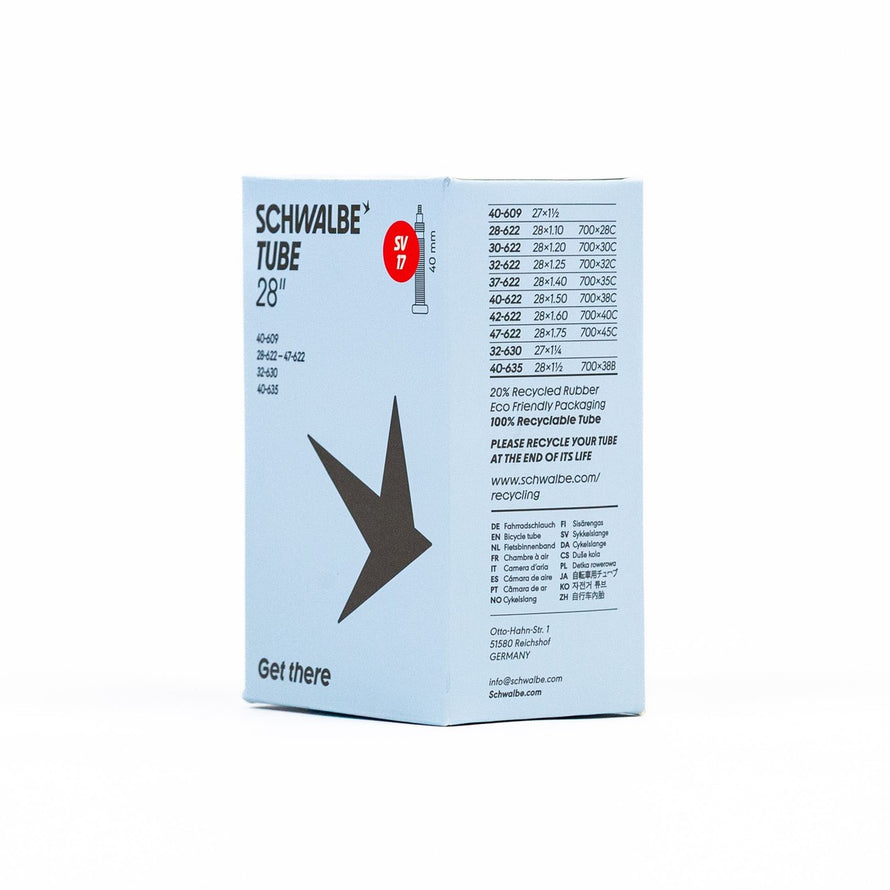 Chambre a air velo Schwalbe 700 28 29 pouces avec valve SV17 et emballage eco recyclable