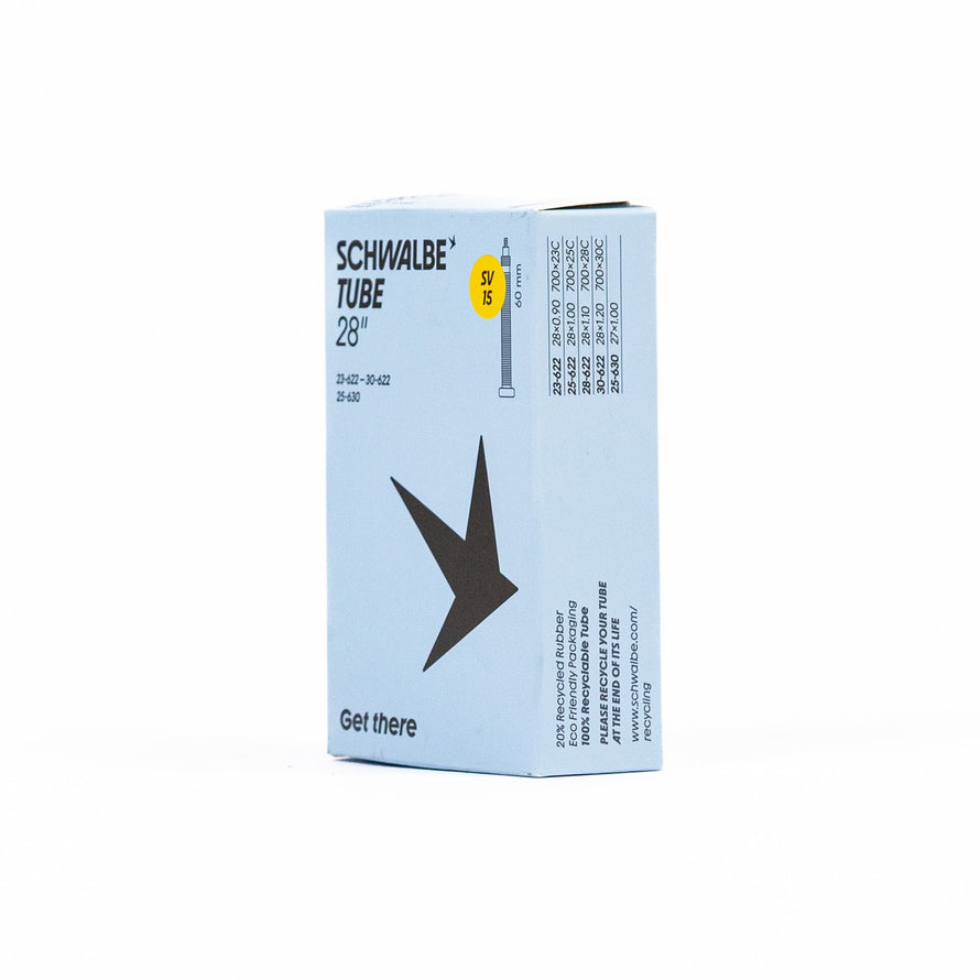 Emballage chambre a air velo Schwalbe 700 28 pouces eco responsable avec details techniques