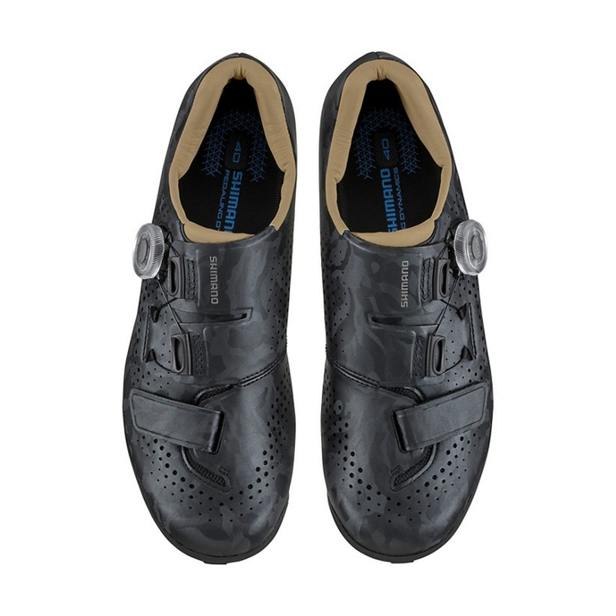 Chaussures gravel femme Shimano SH-RX600 SPD noires avec système de serrage précis et confort optimal