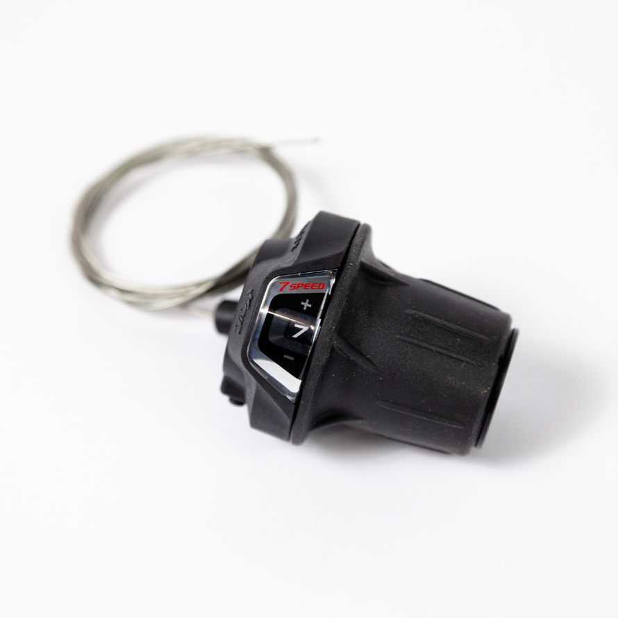 Vue d’ensemble de la commande de vitesses rotative Shimano Revoshift 7 vitesses avec câble
