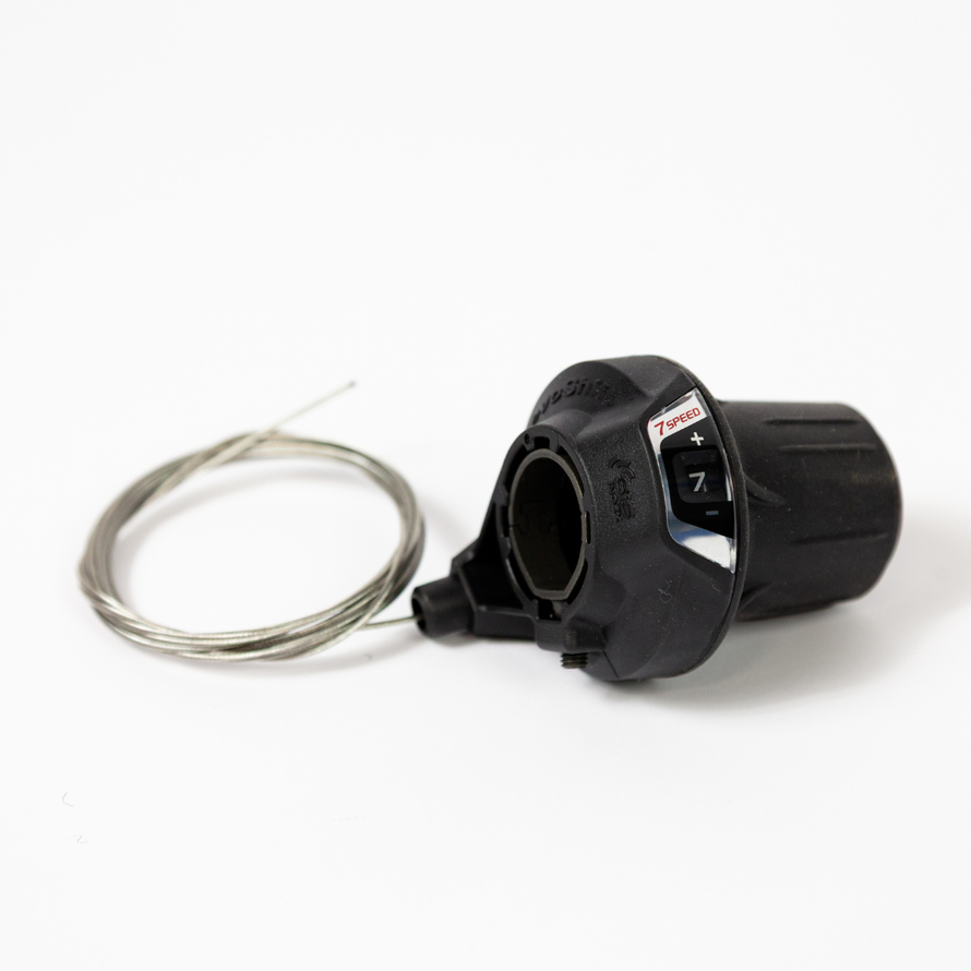 Vue de profil de la commande de vitesses rotative Shimano Revoshift 7 vitesses