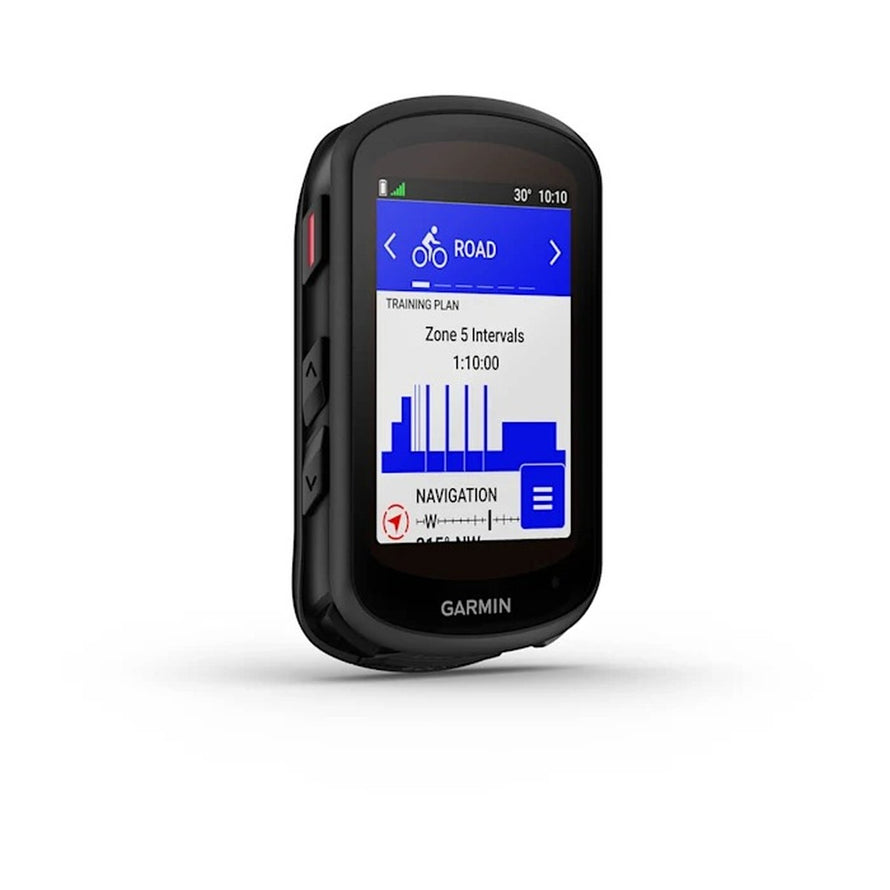 Compteur GPS Garmin Edge 840 Solar affichant plan d'entrainement et navigation pour cyclisme