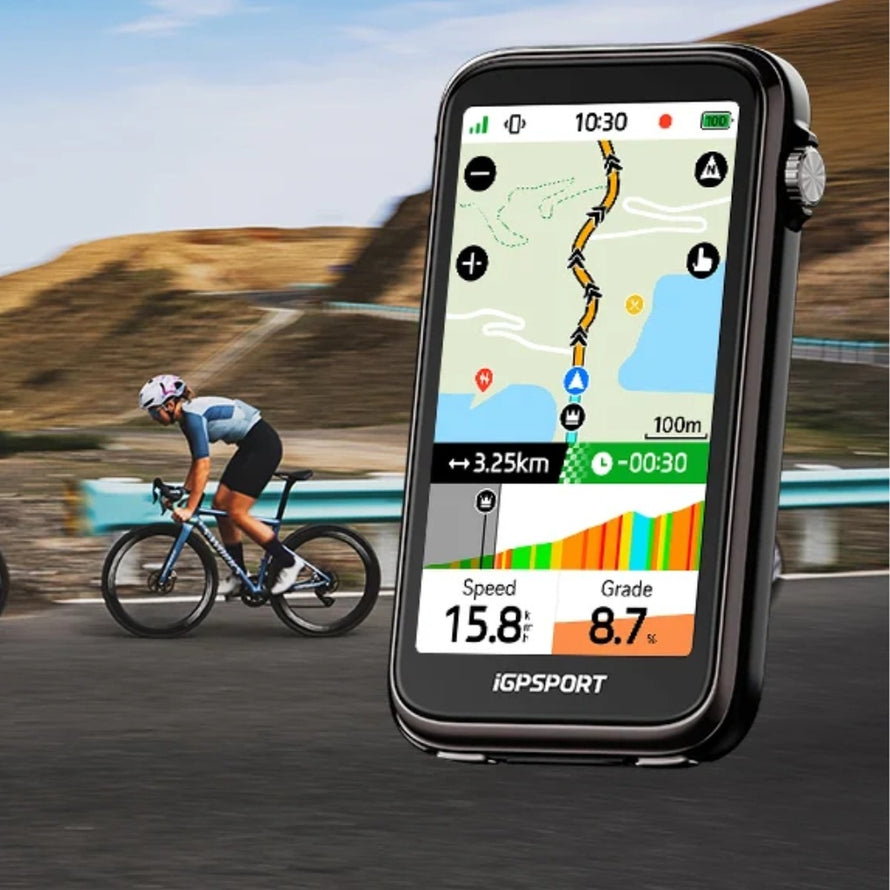 Compteur GPS IGPSPORT BiNavi ULTRA affichage vitesse et pente pour cyclistes performants