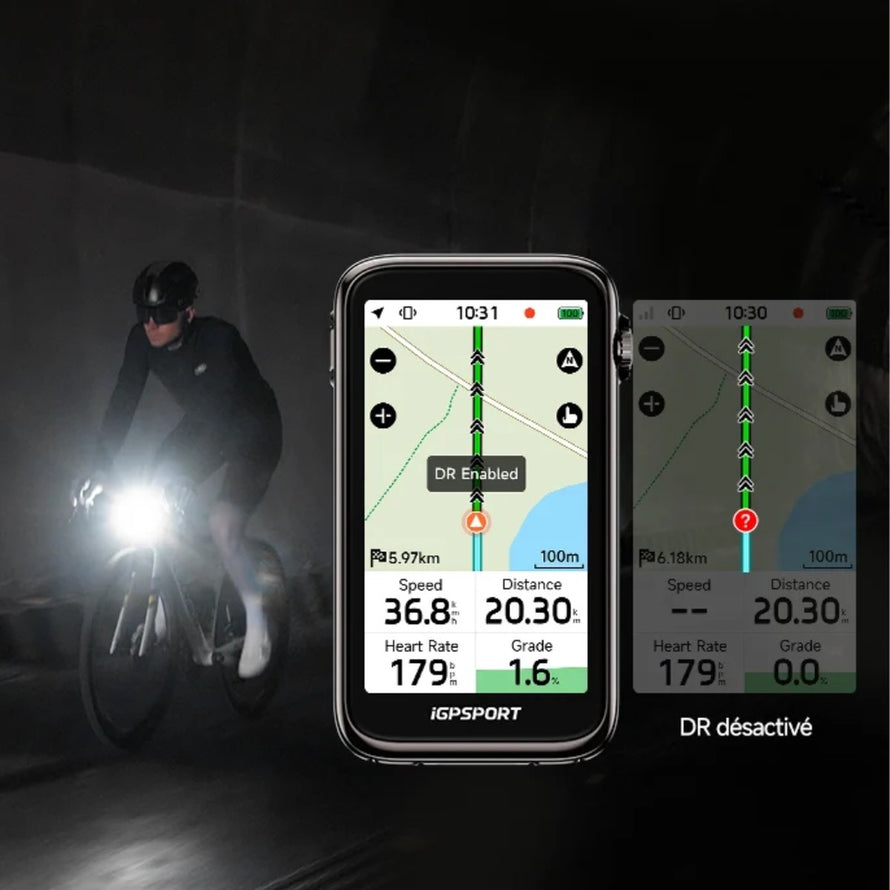 Compteur GPS IGPSPORT BiNavi ULTRA avec fonction DR active pour navigation fiable en velo
