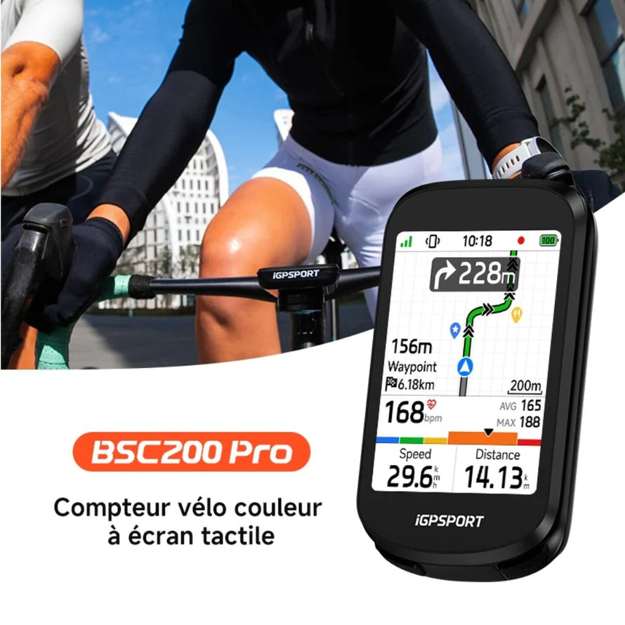 Compteur GPS vélo igpsport BSC200 Pro avec écran tactile couleur et navigation précise pour cyclistes