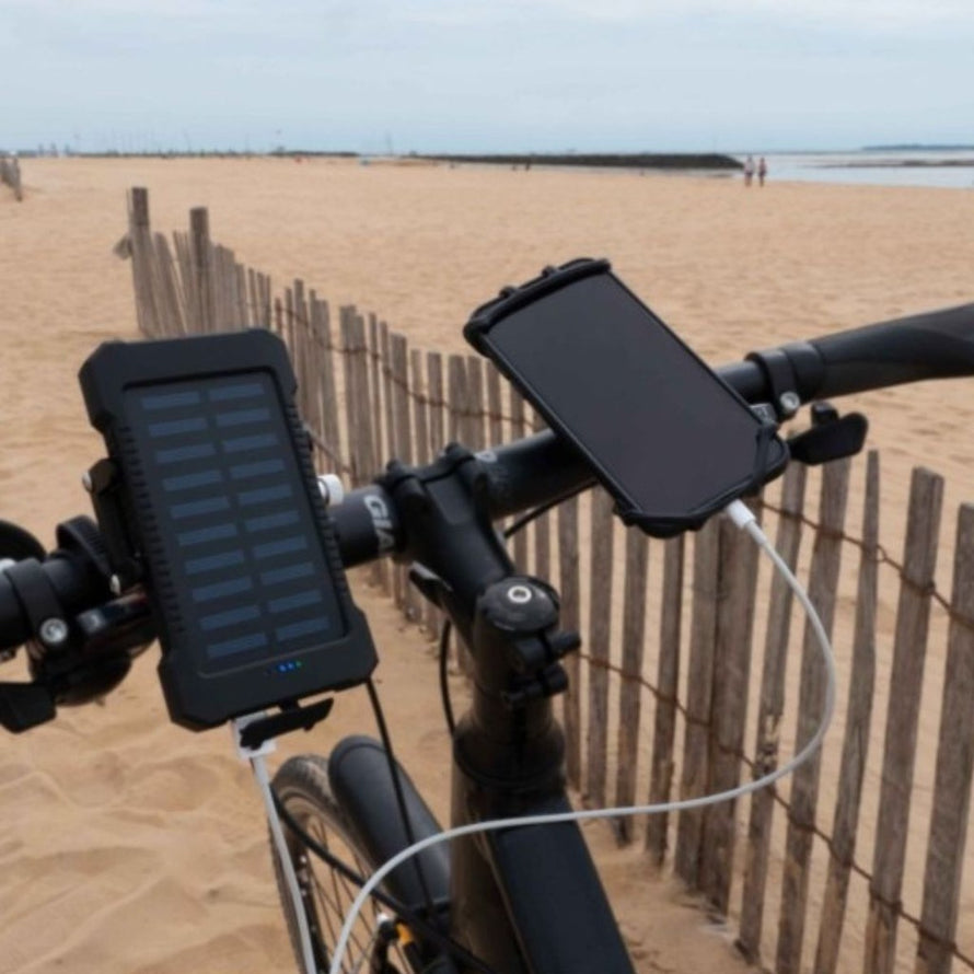 externer akku für fahrradbeleuchtung Solar-Fahrradbatterie 10.000 mAh mit Smartphone-Halterung