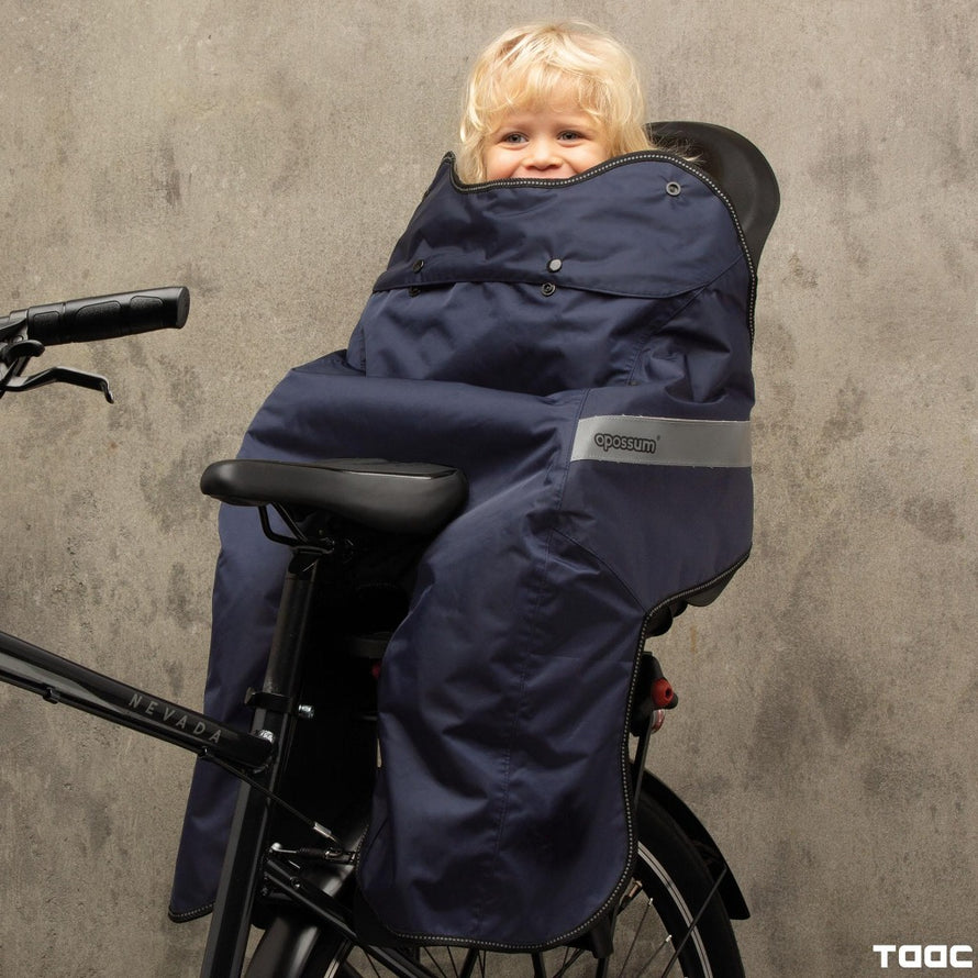 fahrrad kindersitz fußsack Taac Opossum Thermoschale auf dem Rücksitz