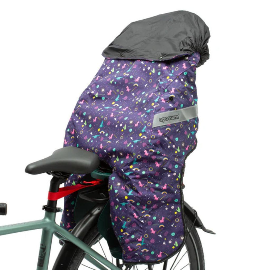 Protection pluie et froid Opossum Magic Galaxy pour siège vélo arrière, couverture chaude 