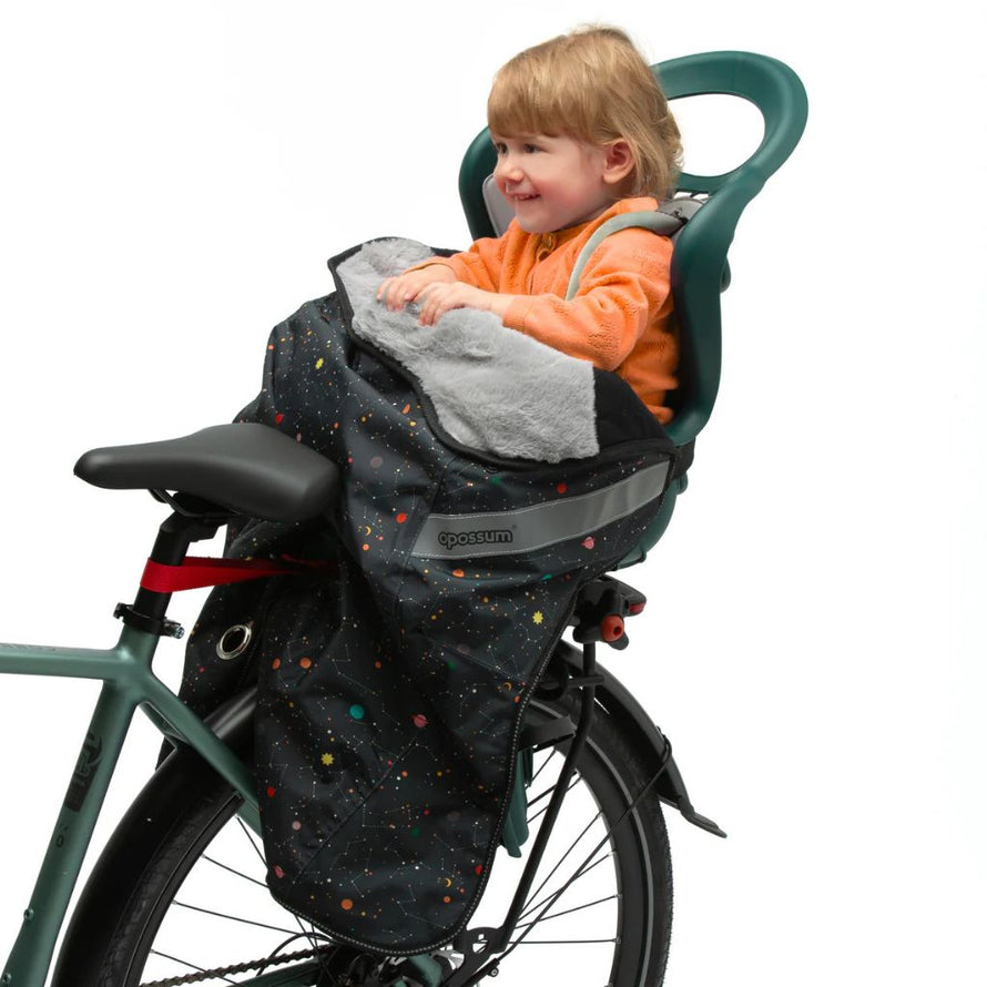 Coque thermique Opossum Magic Galaxy pour siège arrière vélo enfant, housse coupe-vent et étanche