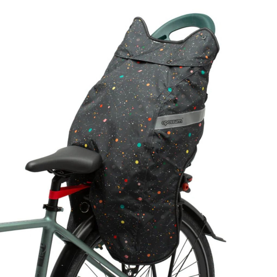 Tissu imperméable Opossum Galaxy avec logo réfléchissant, protection pluie et froid pour vélo enfant
