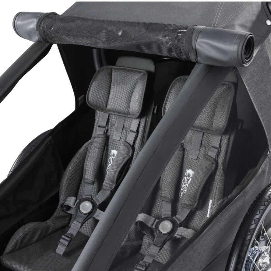 Siege enfant double Croozer Yuuna Premium pour remorque velo avec harnais securite et confort optimal