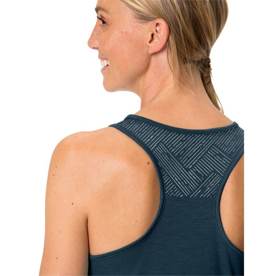Debardeur Vaude Sveit III femme navy avec dos en tissu technique respirant pour confort et performance en velo