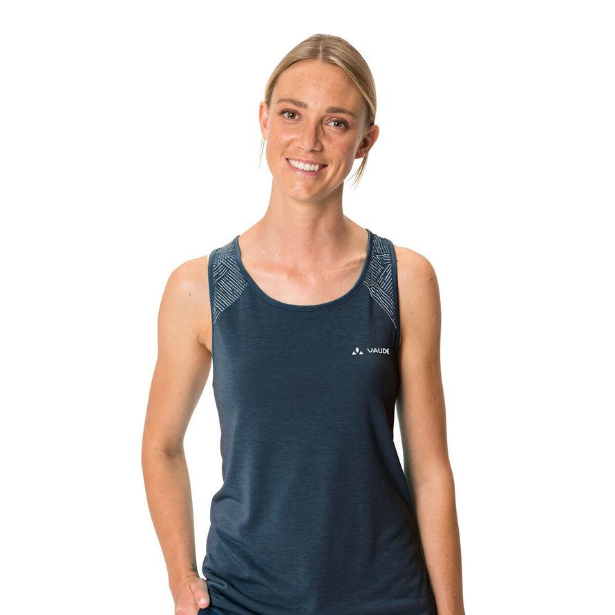Debardeur Vaude Women Sveit Top III navy pour femme, design ergonomique et tissu technique pour velo