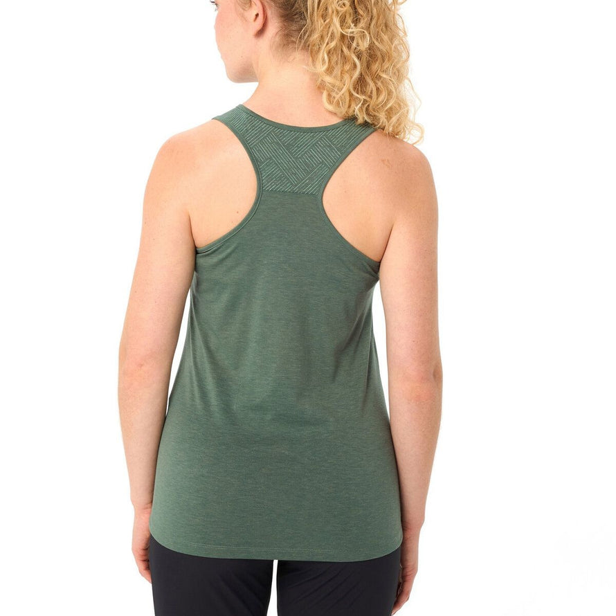 Debardeur Vaude Femme Sveit Top III vert fonce, dos en tissu technique respirant pour cyclisme et sport
