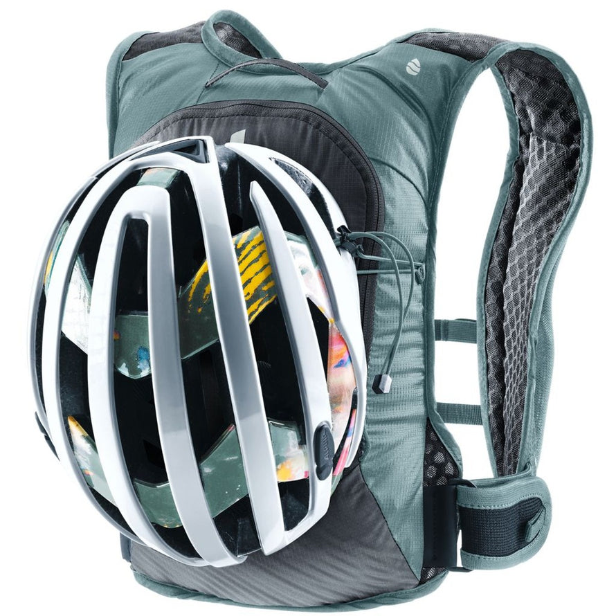 Sac a dos velo Deuter Rogla 5L vert gris fonce, leger et pratique avec porte casque pour cyclistes