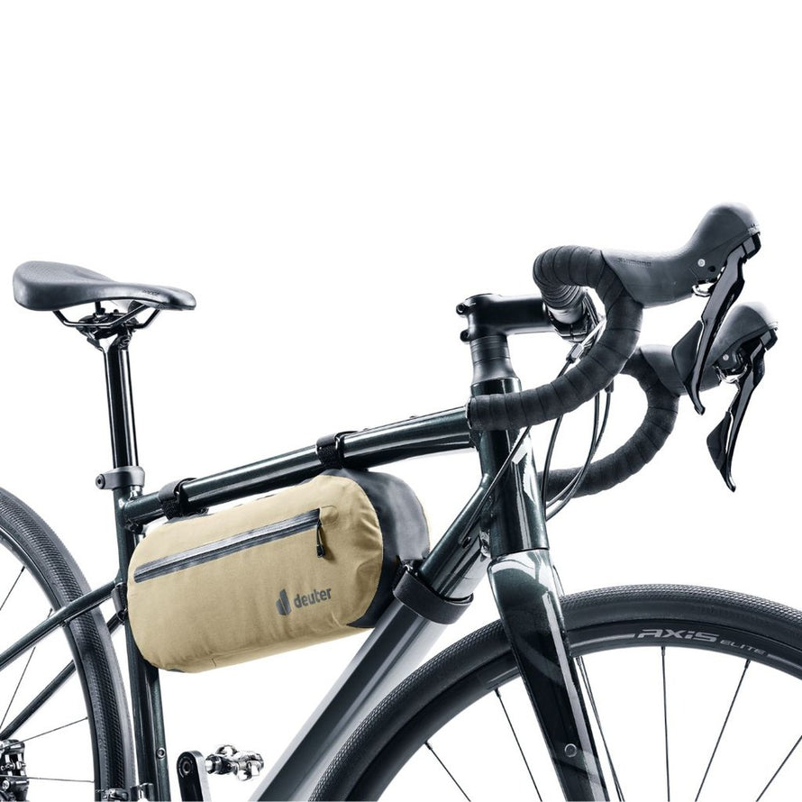 Sacoche cadre bikepacking Cabezon deuter beige etanche avec fermeture eclair pour velo