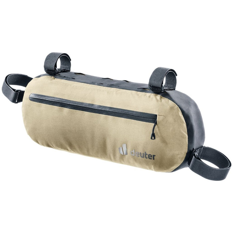 Sacoche de cadre vélo bikepacking Cabezon deuter beige avec fermeture éclair étanche