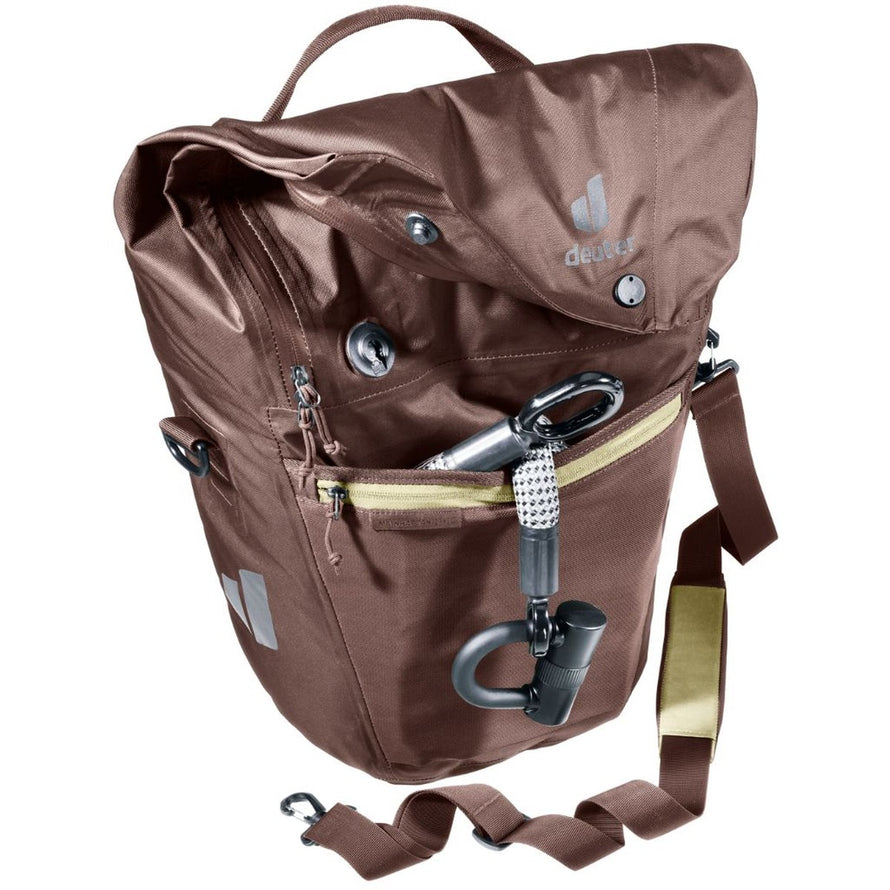Sacoche de vélo Deuter Mainhattan 17 + 10 marron avec cadenas intégré pour sécurité en ville