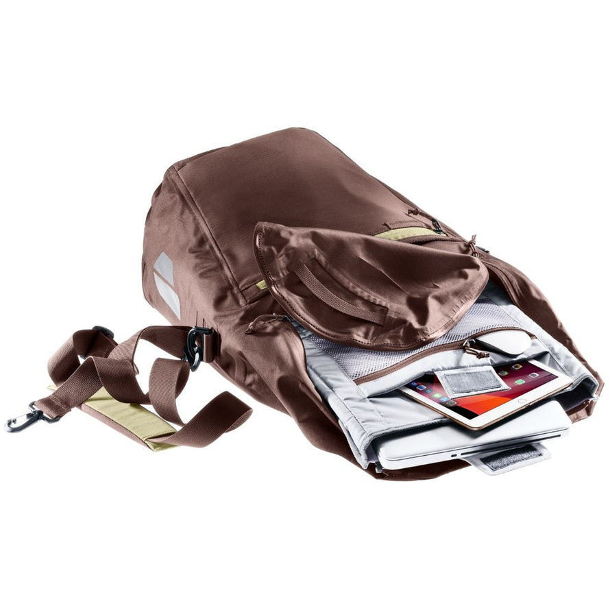 Sacoche de vélo Deuter Mainhattan 17 + 10 marron avec compartiment pour ordinateur et tablette, idéale pour cyclistes urbains