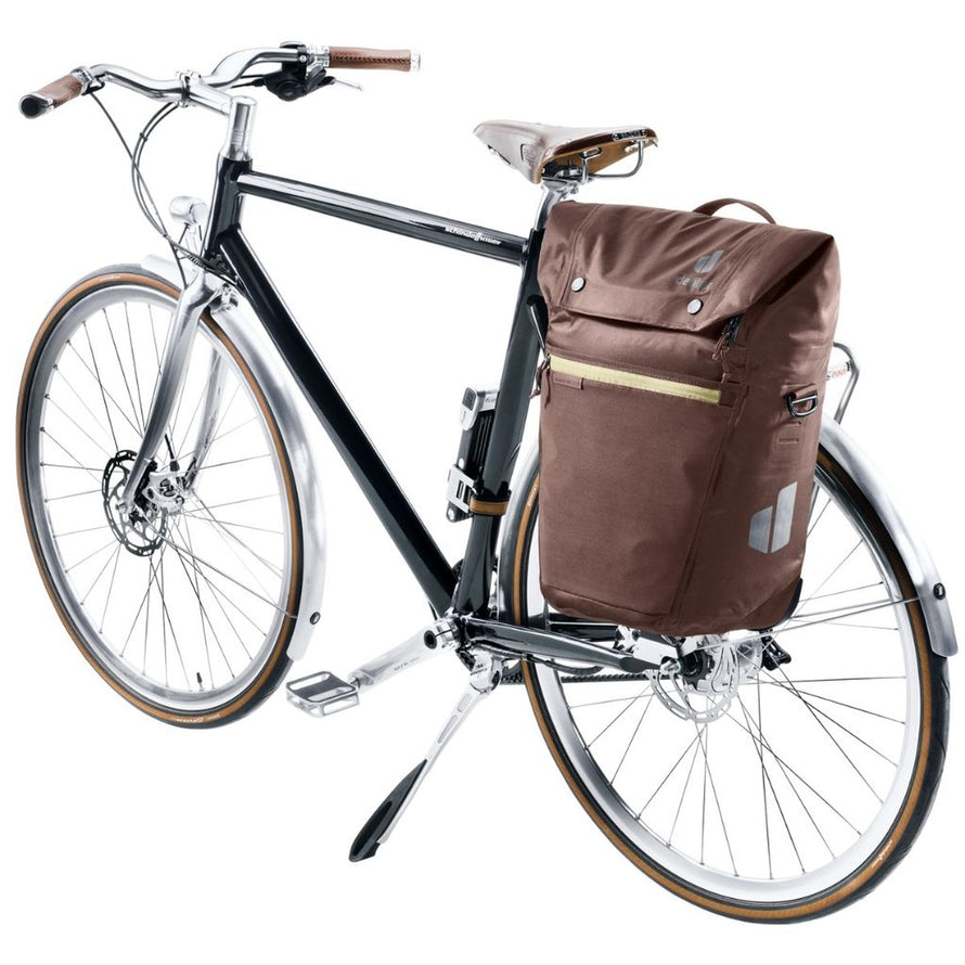Sacoche de vélo Deuter Mainhattan 17 + 10 marron, idéale pour transport urbain et usage quotidien