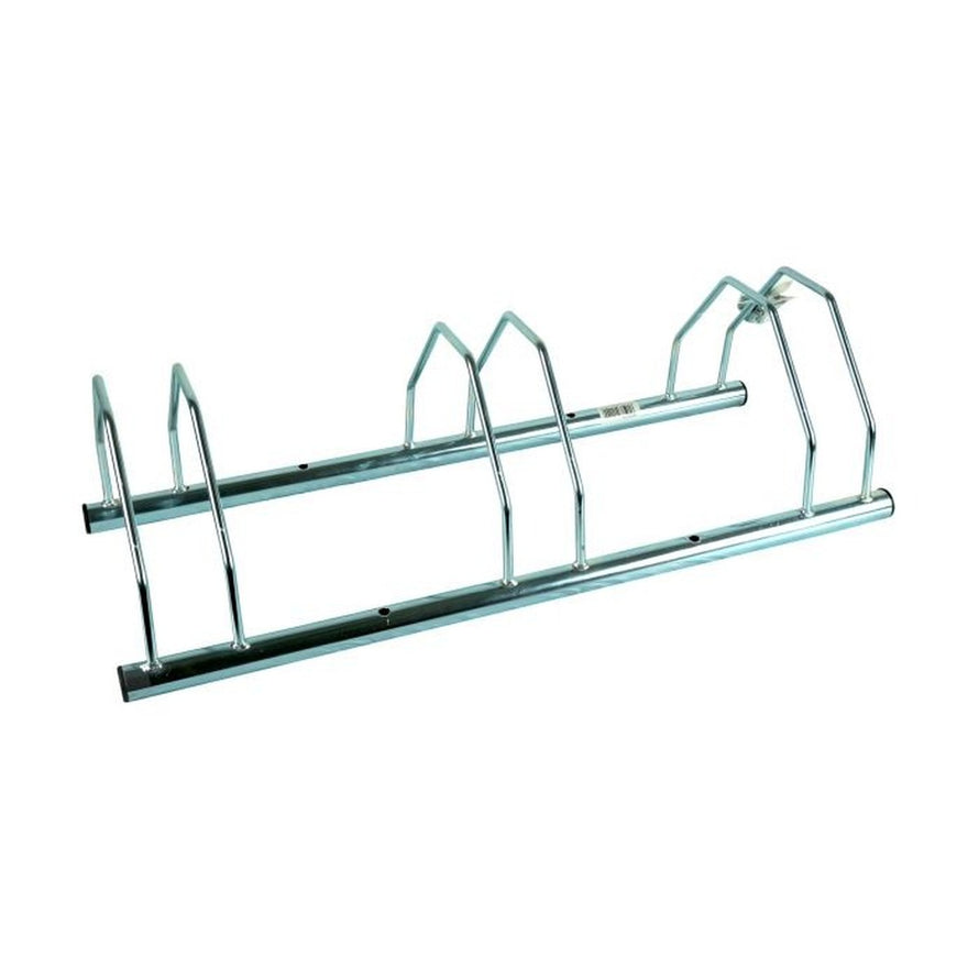 Parking velo 3 places distri_bike en metal chromé pour rangement sécurisé de plusieurs bicyclettes