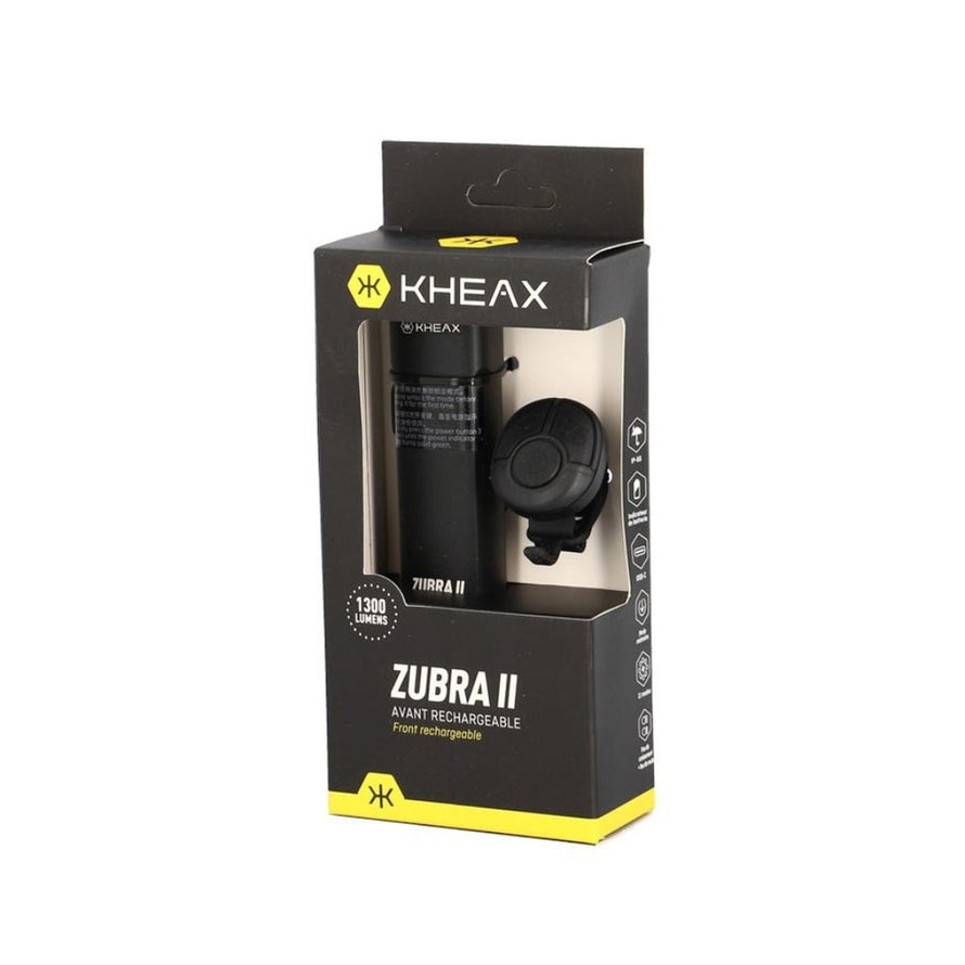 Eclairage avant Kheax Zubra II rechargeable 1300 lumens pour vélo, puissant et compact