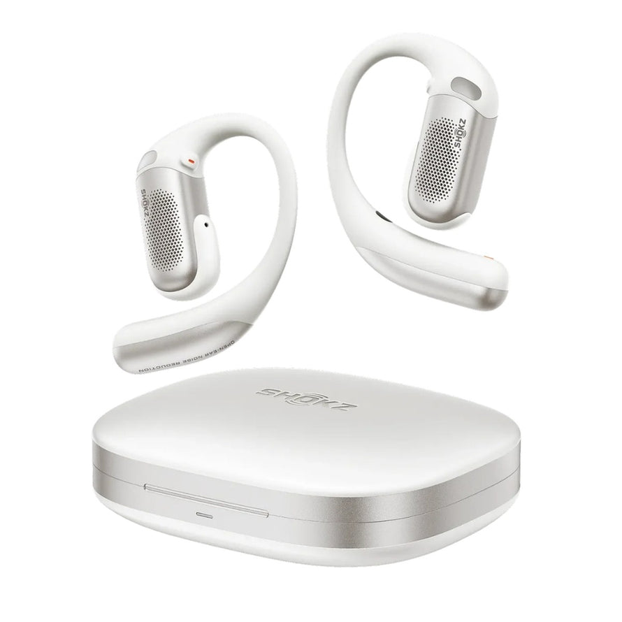 Ecouteurs bluetooth a reduction de bruit a oreilles libres Shokz OpenFit Pro blanc avec etui de charge