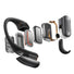 Ecouteurs Bluetooth Shokz OpenFit Pro noirs avec composants internes visibles et technologie avancée de reduction de bruit