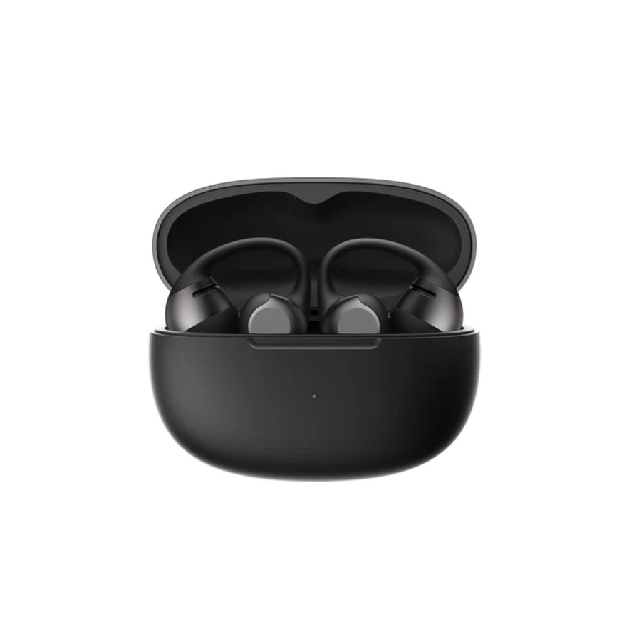 Boitier noir compact des ecouteurs bluetooth velo Shokz Opendots 2 avec design moderne et protection optimale