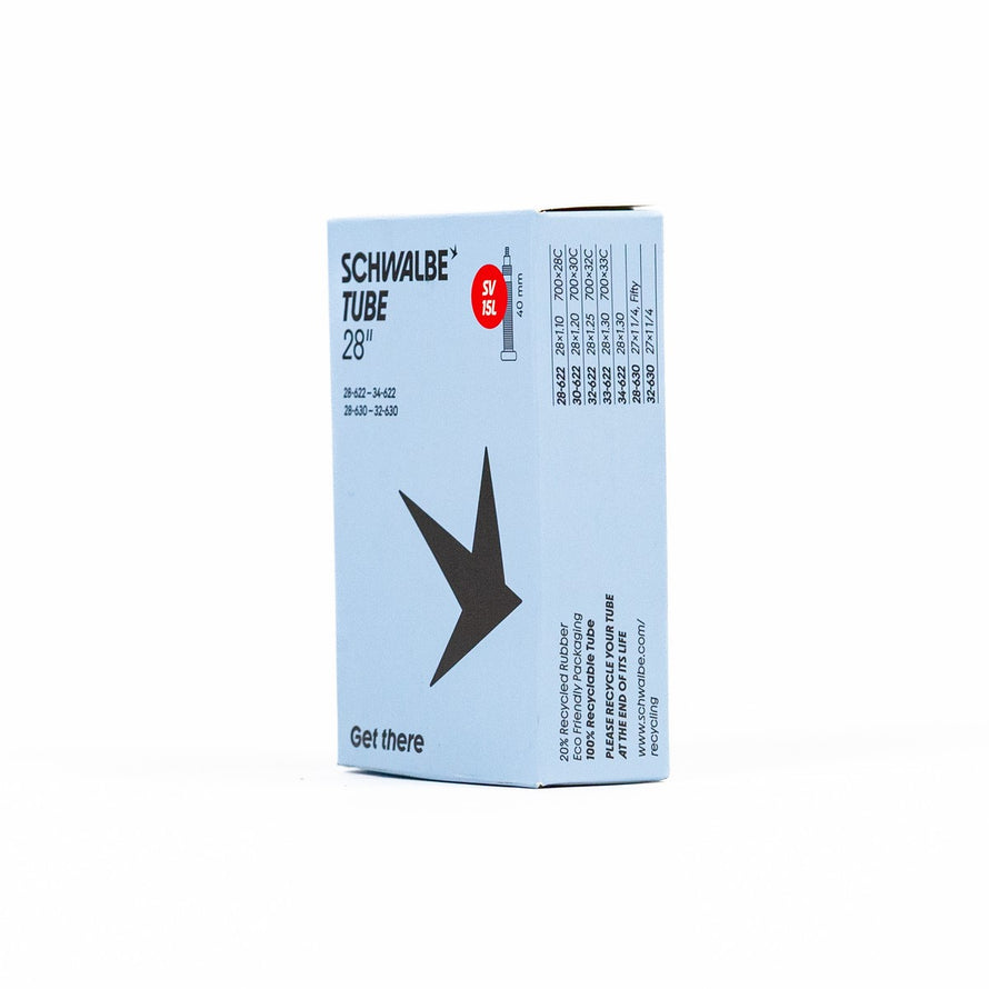 Emballage écologique chambre à air vélo Schwalbe 700 28 pouces avec informations techniques