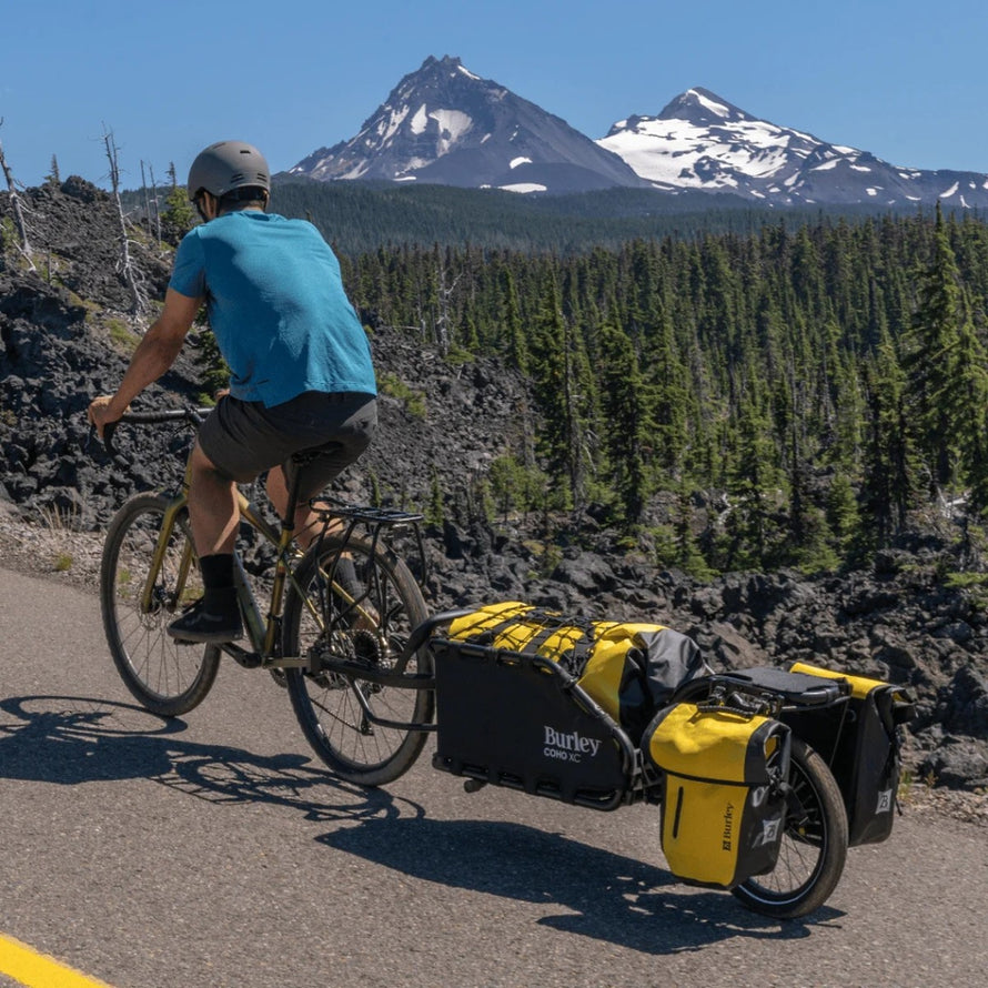 Fixation adaptateur axe a ecrous Burley compatible remorque Coho XC pour transport velo securise