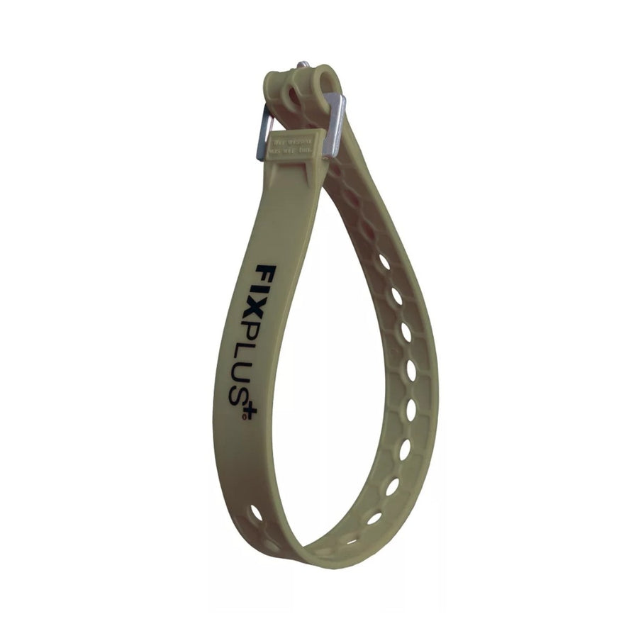 Sangle de serrage Fixplus 46cm en silicone beige pour fixation vélo sécurisée et ajustable
